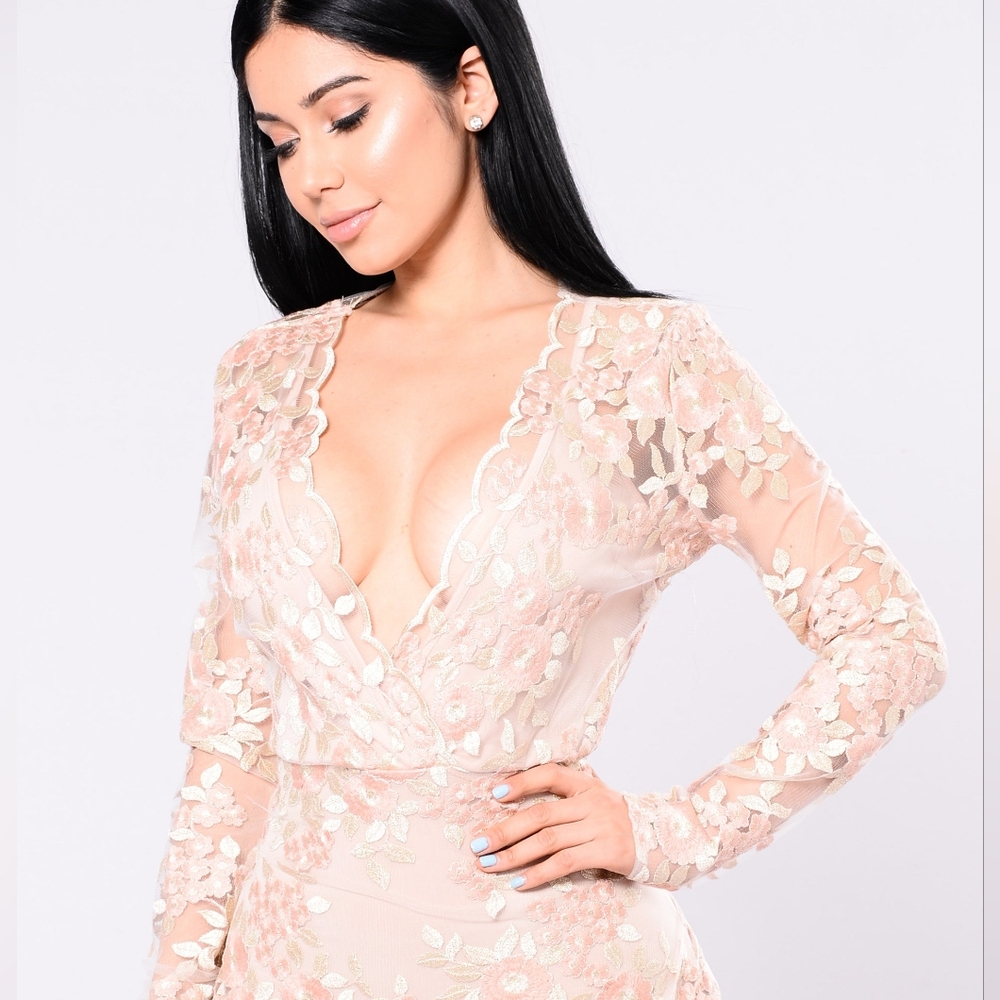 Fashion Nova 3X Sheer Gold Goddess Dress